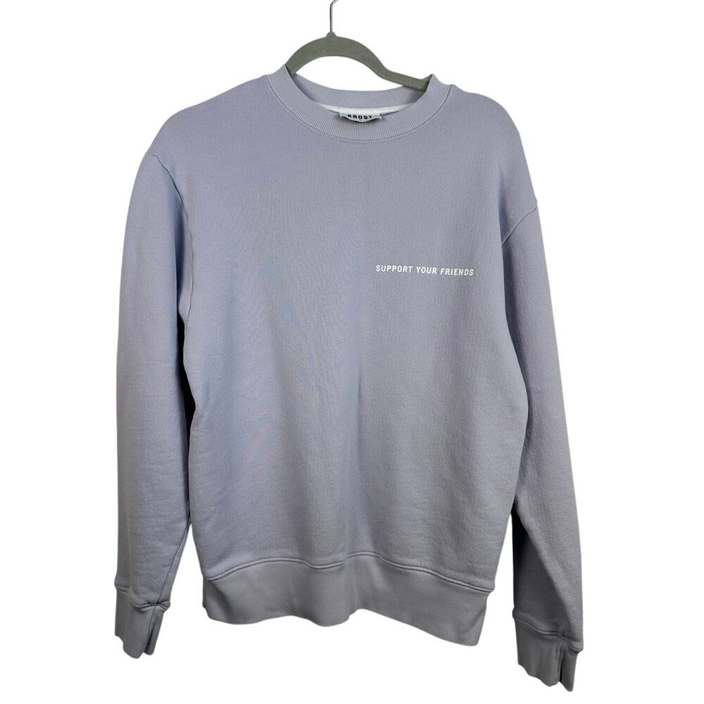 KROST Support Your Friends Crewneck Men Small Purple EUC‎ Cotton USA Pullover